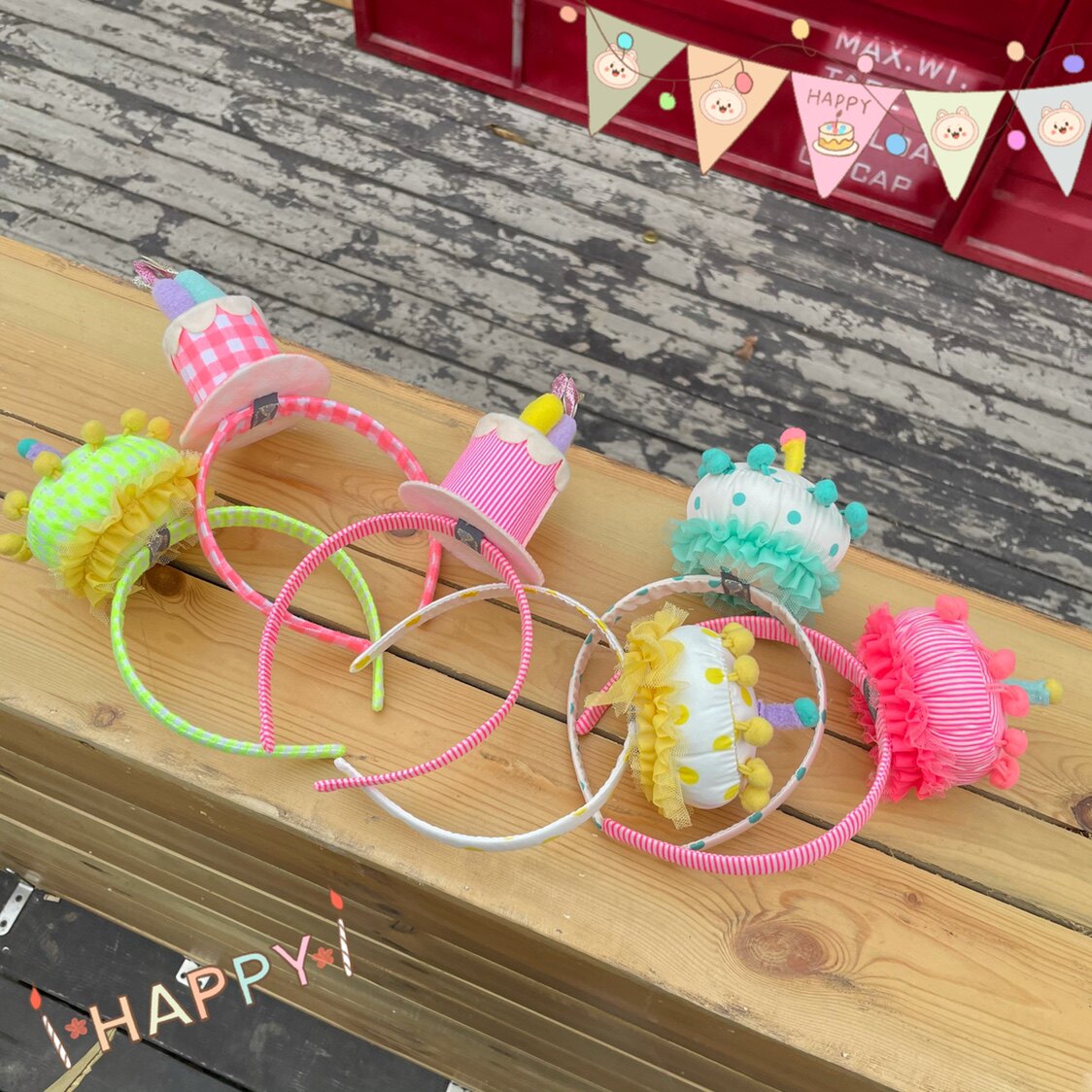 Korea ins birthday candle headband cake shape headwear party props girl creative funny photo hair accessories