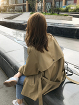 Khaki windbreaker coat womens short frock casual small man 2020 new temperament British wind coat women