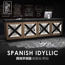Retro cashier pastoral front desk reception desk new simple water bar clubhouse photo studio bar table