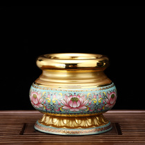 Cloisonne lotus incense burner household sandalwood incense burner room enshrines Guanyin incense burner incense burner to worship Buddha