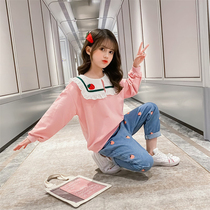 Korean girl Net red suit 2021 new foreign style little girl fashion spring autumn children Korean version of two-piece tide