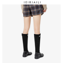 High-barrel boots womens knee-high 2020 autumn and winter new frosted leather Martin boots straight riding boots British style knight boots