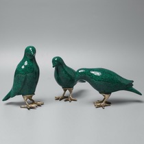 Modern New Chinese Style Hospitality copper Ceramics Bird Swing Piece Creative Home Hotel Boilerroom room Living room Soft decorations