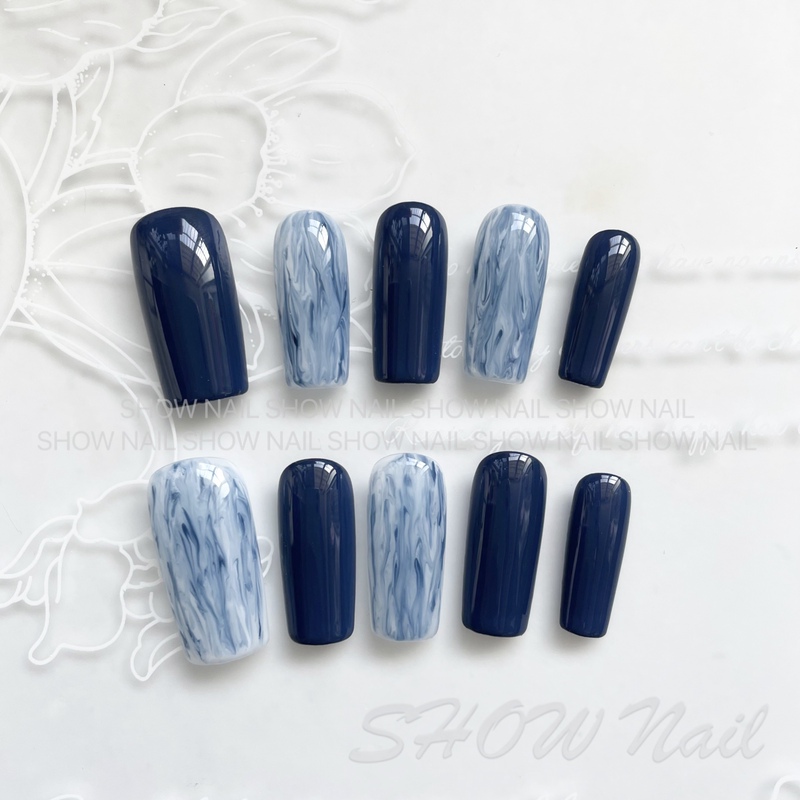 Navy Blue Gradient Nail Art Finished Product Patch, Same Style as on Xiaohongshu, Wearable Nails, Internet Celebrity Style, Makes Hands Look Whiter and Longer, Comes with Jelly Glue Navy Blue Gradient Nail Art Finished Product Patch, Same Style as on Xiaohongshu, Wearable Nails, Internet Celebrity Style, Makes Hands Look Whiter and Longer, Comes with Jelly Glue