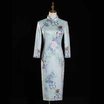 Autumn and winter suede cheongsam 2021 new high-end retro Chinese style long sleeve modified dress female medium length