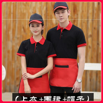 BBQ clothing team uniform classmate coffee shop waitress work clothes short sleeve T-shirt canteen restaurant customization