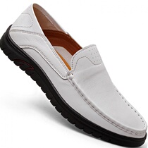 White shoes male soft noodle soft sole work to work business leisure shoes sinusoid leather shoes white hollow shoes
