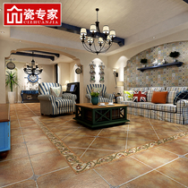 Porcelain expert American pastoral guest restaurant Antique brick Balcony right angle parquet floor brick Vintage bedroom tile 500