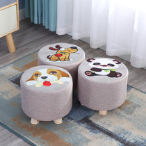 Modern minimalist small round stool home tea table footrest solid wood footed non-slip adults light lavish minimalist simple art changing shoes stool