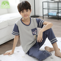 children's spring autumn pure cotton short sleeve pants set big boys summer thin air conditioning clothes home clothes