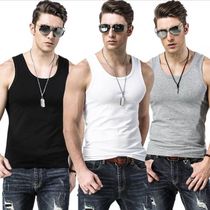 (2 pieces) Mens cotton vest youth breathable sports fitness slim summer elastic hurdles bottoming