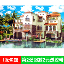 Architectural stickers landscape waterfalls landscape poster painting living room without back glue wall stickers Villa townhouse 7470