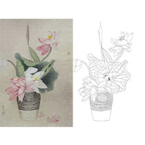 Meticulous painting line drawing draft physical hook line printing manuscript Gong Xueqing Bogu flower and bird vase XQ79