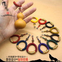 Gourd lanyard cord finger ring lanyard nail hat nail inlay wooden handlebar carved lanyard