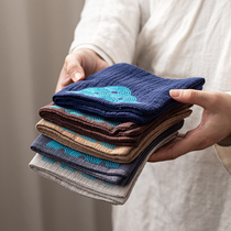 Exploring Embroidery Hemp Cotton Tea Towel Day Style Handmade Simple vegetarian Yazxiang Cloud cleaning with water absorbent tea cloth Tea Bouteers with zero