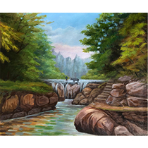 Qin Xiuliang < Little Creek > Realistic Cloth Surface Oil Painting Living Room Bedroom Decoration Painting Collection Pure Hand Painting