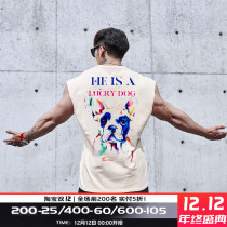 GYMDOG homemade Tide brand dog head color printing fitness vest mens iron muscle training sports T-shirt clothes