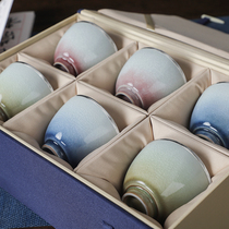 Chengyi silverware sterling silver small tea cup foot silver color ice crack package silver cup set kung fu tea bowl silver Non-gilt silver