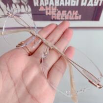 Frameless myopia glasses womens ultra-light diamond cut power anti-blue light temperament irregular beauty glasses