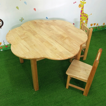 Bals childrens table and chair kindergarten table and chair solid wood full Oak childrens table for six people Table Plum Blossom table