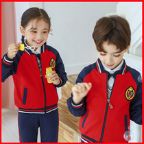 Primary school childrens school uniform suit Spring and autumn winter clothing Yinglun Wind Children red sports class clothes kindergarten garden clothes three-piece set