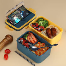 Wheat Straw Insulated Lunch Box Student Female Cute Japanese Lunch Box Adult Office Worker Microwave Lunch Box Portable