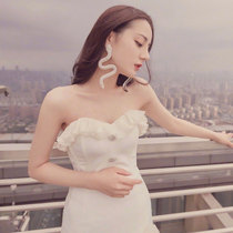 Evening dress 2022 new white sexy fishtail Breasted Temperament Birthday Party Gown Dress High-end Minimalist long