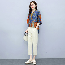 Broadwife Cotton Linen Suit 2021 Summer New Fashion Casual Big Code Womens Clothing Little Submom Two Sets