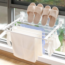 Korean suction cup shoe rack balcony hanger window sill clothes socks small foldable multi clip drying rack