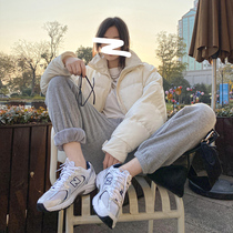 Grey sports pants woman autumn winter plus suede thickened pants outside wearing loose bunches casual sweatpants new 2020 exploits