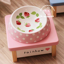 Cute Strawberry Dog Food Basin Pet Items Day Style Ceramic Kitty Bowl Teddy Gold Wool Pooch Bowl Cartoon Eating Bowl