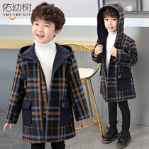 Boys woolen coat winter clothing 2021 autumn and winter new childrens clothing Children Baby foreign style thick trench coat