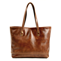 Chigussi fashion leather tote bag top layer leather shoulder bag shopping bag style men and women large capacity handbag tide