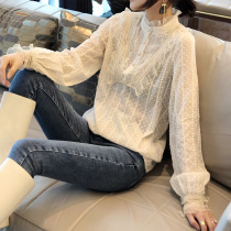 Fairy top pure white shirt womens long-sleeved lace shirt small base loose early autumn 2021 new European station