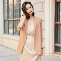 Apricot-colored chiffon small blazer womens thin spring and summer loose casual Joker GGY suit seven-point sleeve