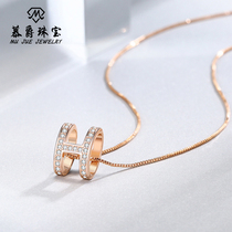 Fashion H letter necklace female rose gold 925 sterling silver platinum plated choker moisanishi fine diamond diamond pendant