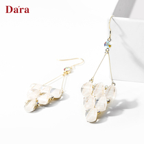 Della 925 silver hook petal earrings female long temperament 2021 New Tide advanced sense Net red Korean niche