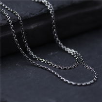 S925 sterling silver old vintage Thai silver cross chain mens fashion personality long sweater chain