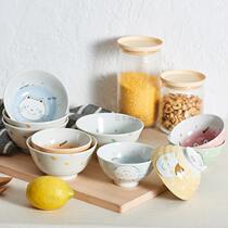 Ceramic king]Japan imported Mino-yaki ceramic Japanese tableware cartoon bowl rice bowl Noodle bowl Soup bowl Multi-purpose bowl