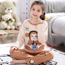 Spring and Autumn Cotton Girls Pajamas Long Sleeve Princess Baby Cartoon Cute Children Children Home Clothing Children Autumn