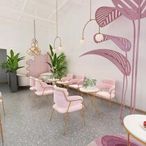 Nordic restaurant chair back iron casual fashion milk tea shop back chair modern simple home fabric dining chair