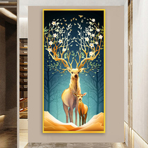 Cross Stitch Light Lavish Elk Deer 2022 New Line Embroidered Living Room Genguan Gangway Hallway Vertical Version Full Embroidered Brief Modern