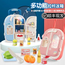 Talking childrens refrigerator toy girl boy House simulation kitchen appliance set Double Door refrigerator