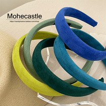 Marine color ensemble ~ Korean pure color suede hair hoop temperament color sponge thickened press hair head hoop wide side card