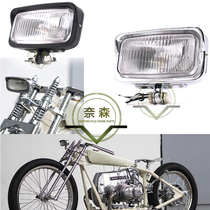 Motorcycle retro modified headlights far and near front lighting headlights metal plating rectangular H4 bulbs