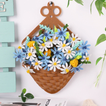  Spring Festival Valentines Day blue dream flower basket wall hanging decoration door hanging non-woven material bag fabric handmade diy production