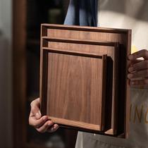 Black Walnut Solid Wood Tray Rectangular Wooden Tray Japanese Tableware Home Fruit Tray Wooden Tray Tea Tray