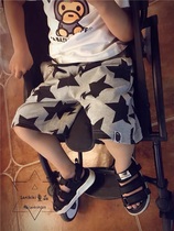 Lanikiki Summer New Full Print Stars Embroidered Printed Pure Cotton Medium Pants Tightness Waist Soft Little Shorts