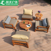 Sunshine outdoor solid wood sofa table and chair five-piece garden courtyard terrace balcony Villa outdoor wooden furniture table and chair