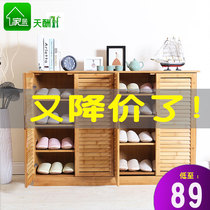 Shoe cabinet simple economical space-saving household assembly multi-layer door solid wood shoe rack simple modern hall cabinet